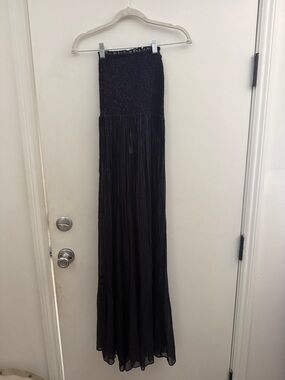 Anthropologie Navy Strapless Maxi Dress